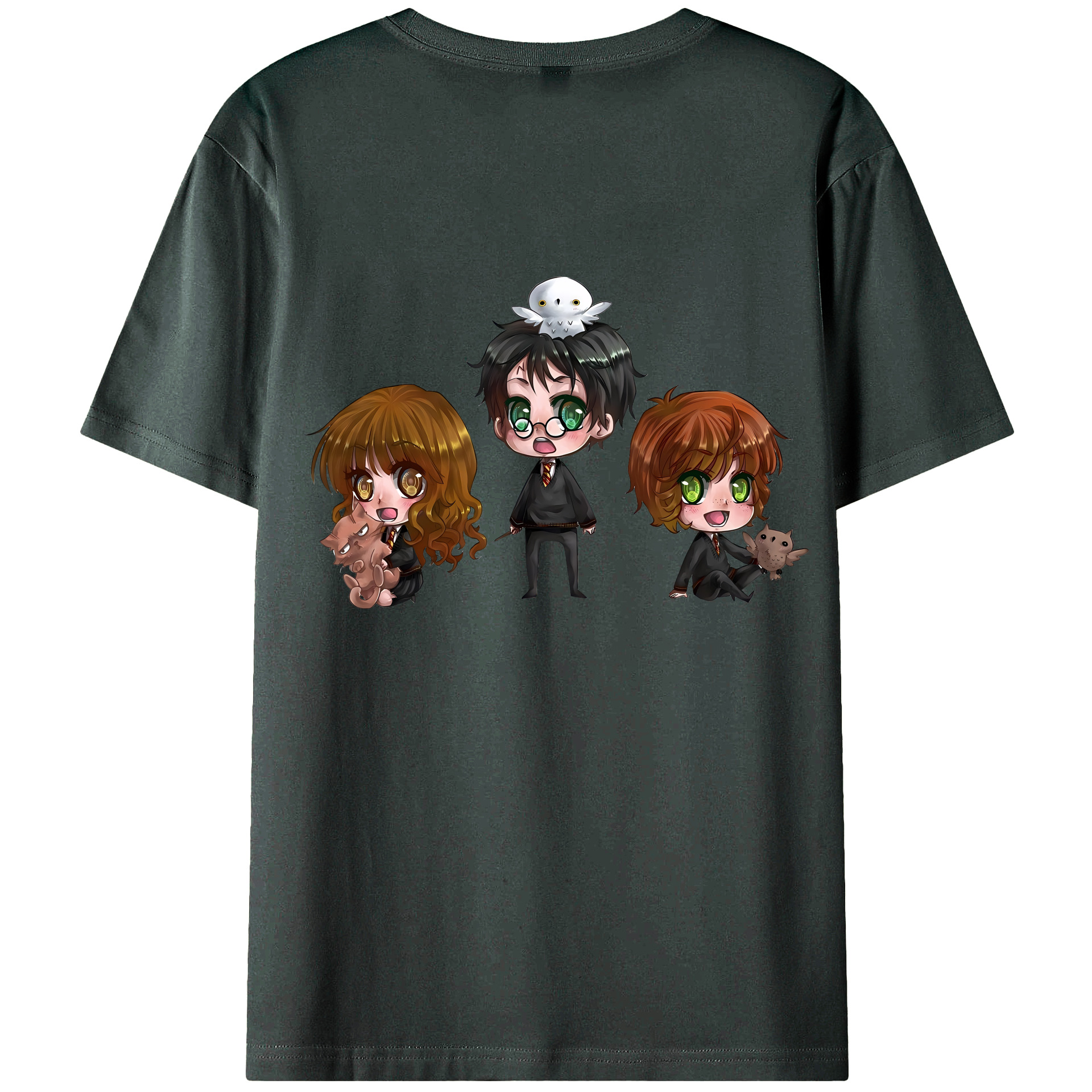 （画像用） Harry Potter ハリー・ポッターシリーズ 綿100％ メンズ半袖Tシャツ（バックプリント） 通気性